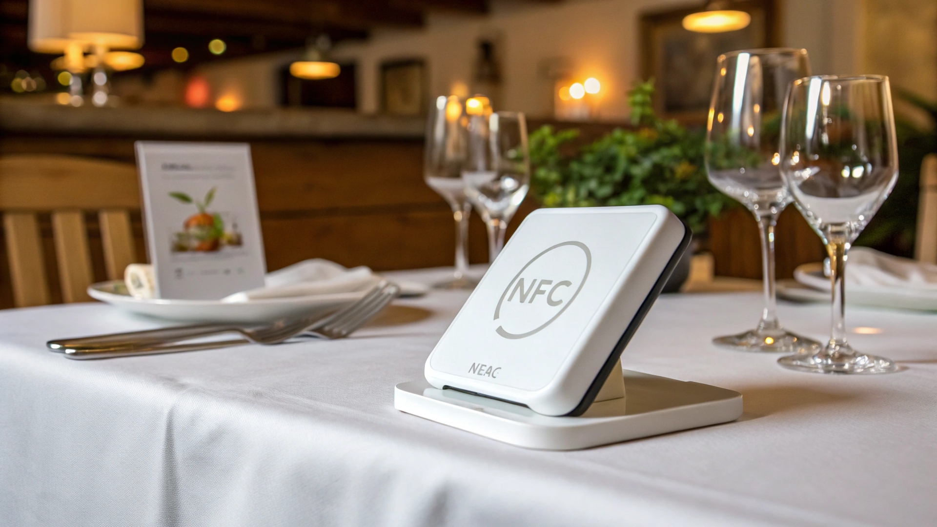 NFC Tischaufsteller im Restaurant